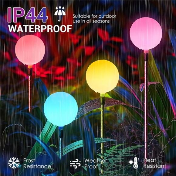 Solar Garden Lights 6 Pack, Solar Globe Lights Outdoor Waterproof - Picture 3 of 7